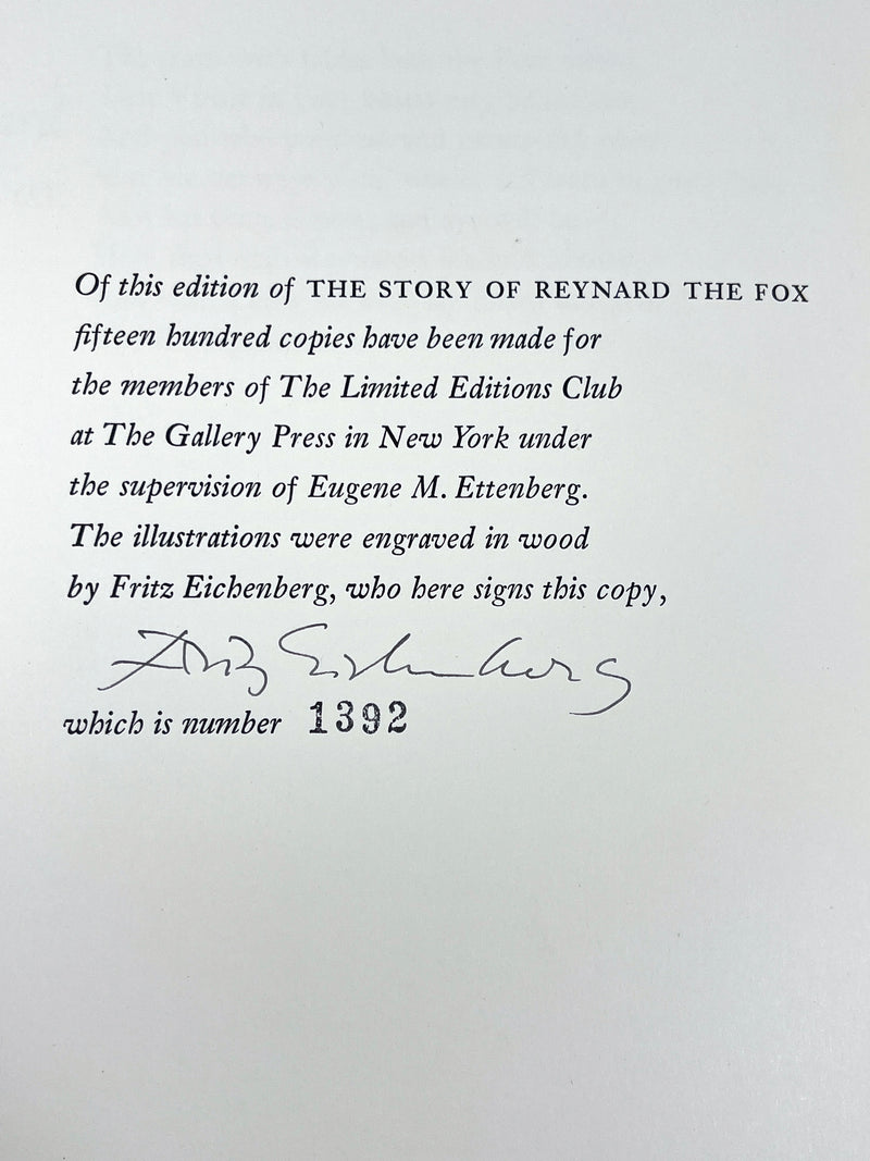 The Story of Reynard the Fox, Goethe, Fritz Eichenberg, SIGNED, Limited Editions Club