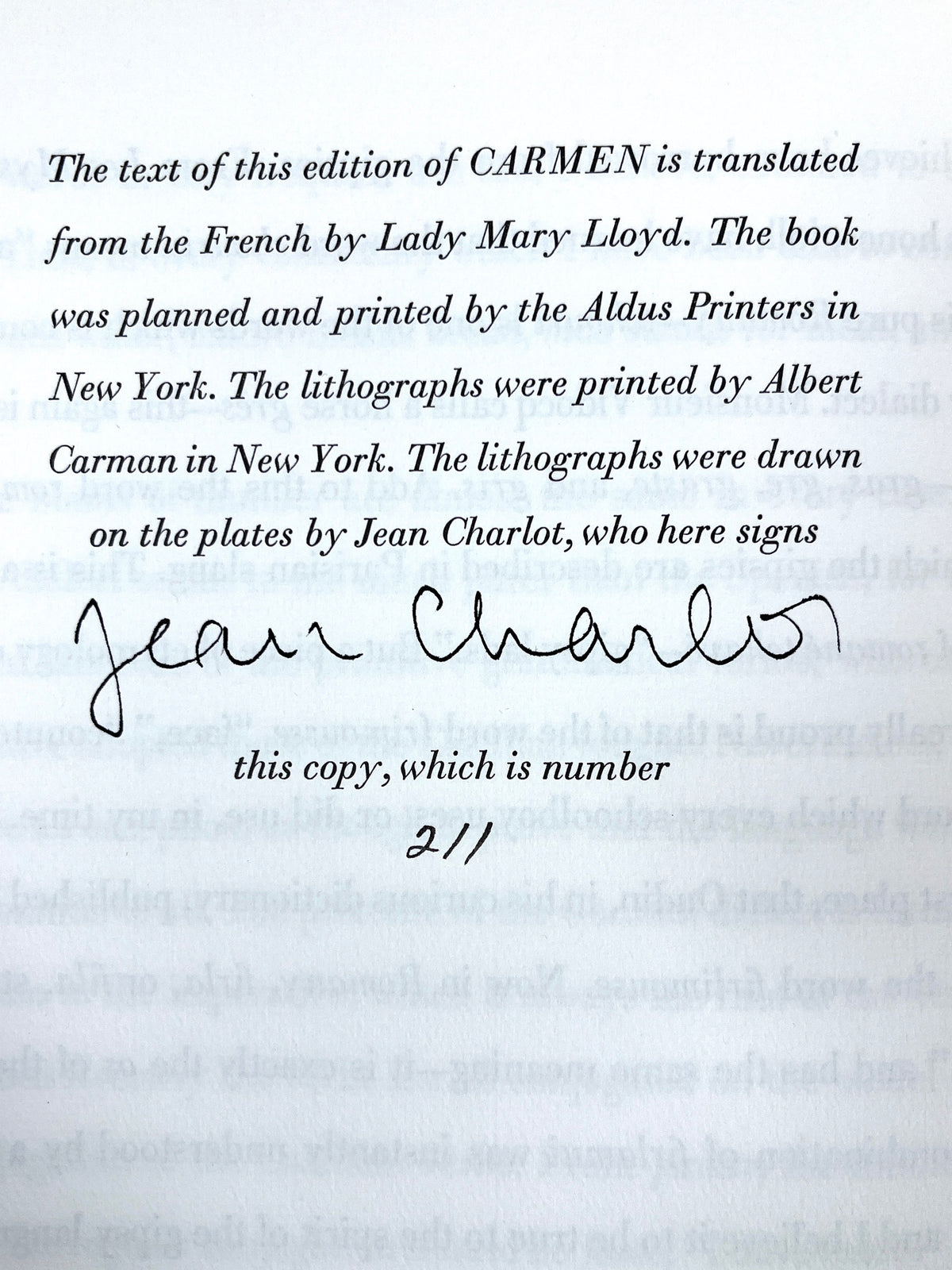 Carmen, Prosper Mérimée, Jean Charlot, SIGNED, Limited Editions Club, NF HC