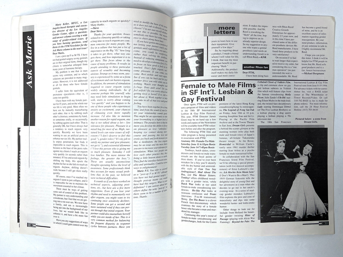 FTM, Issue #27, April '94, Near Fine staplebound, LGBT interest ephemera