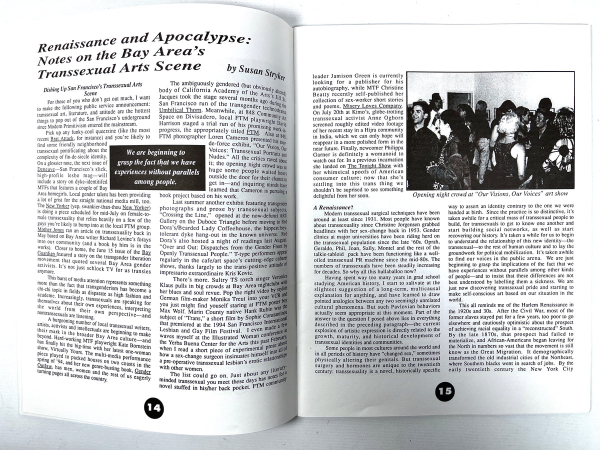 TNT (Transsexual News Telegraph), Summer '94, Issue #3, Very Good+ staplebound, ephemera