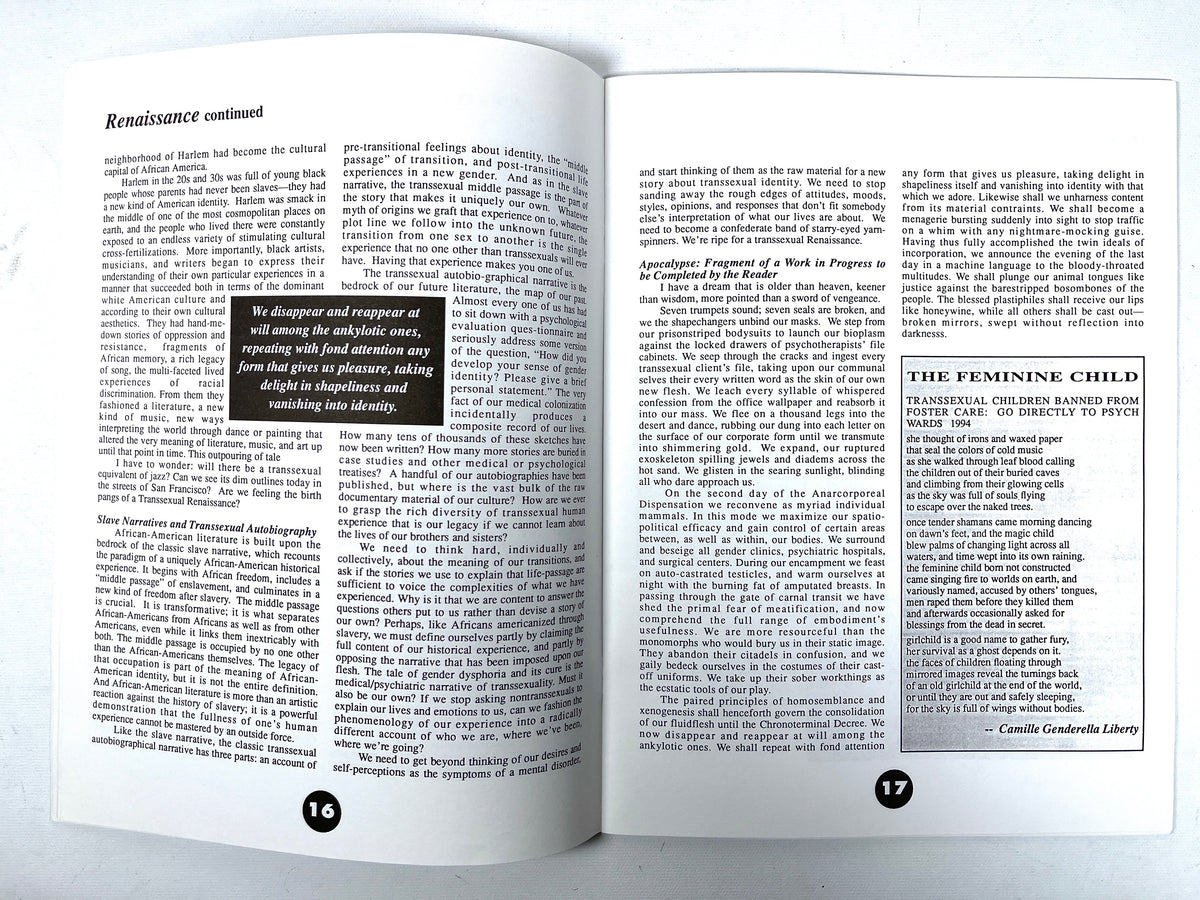 TNT (Transsexual News Telegraph), Summer '94, Issue #3, Very Good+ staplebound, ephemera