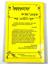 Sapphistry: The Book of Lesbian Sexuality, Pat Califia, 2nd Ed Revised, 1983, VG softcover