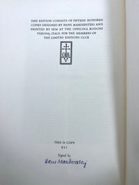 The Divine Comedy of Dante Alighieri, Hans Mardersteig, SIGNED, Limited Editions Club