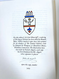 The Song of Roland, Charles Scott Moncrieff, Valenti Angelo, 1938, SIGNED VG+ HC w/slipcase.
