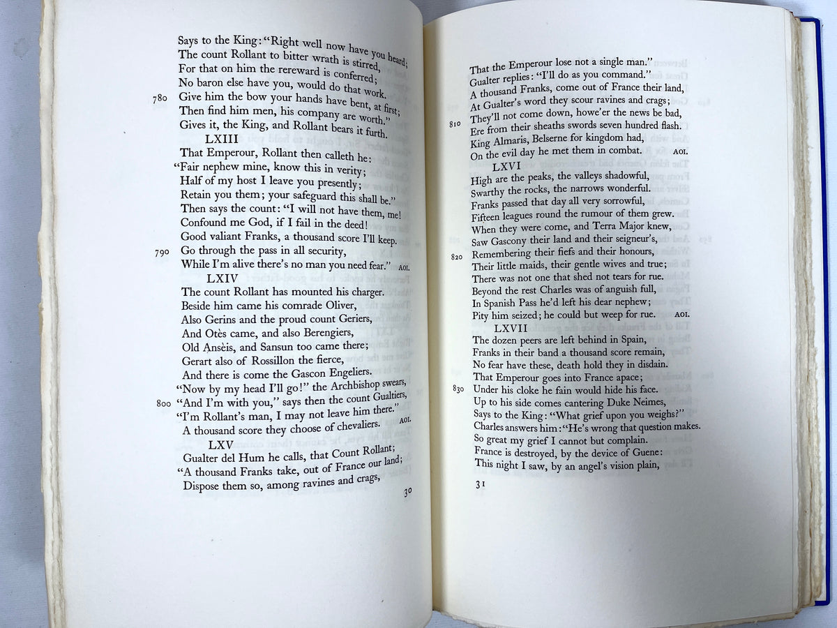 The Song of Roland, Charles Scott Moncrieff, Valenti Angelo, 1938, SIGNED VG+ HC w/slipcase.