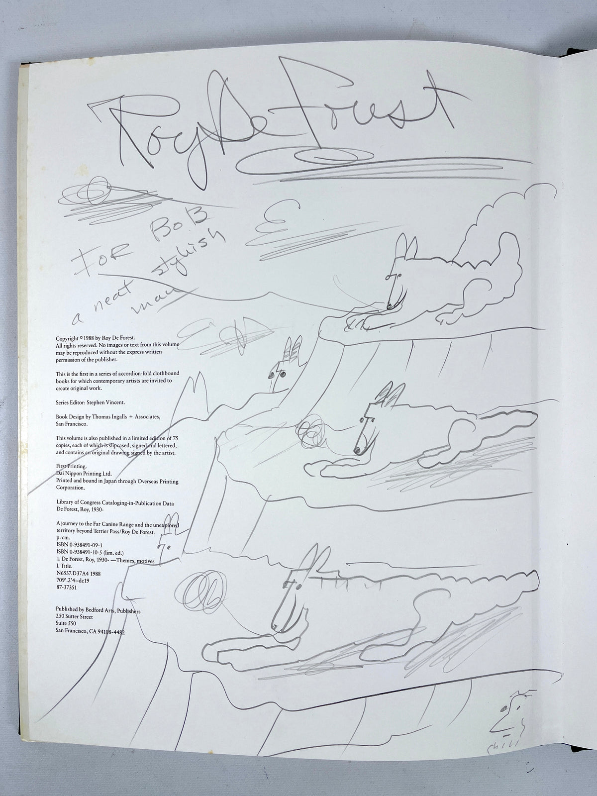 A Journey to the Far Canine Range ..., Roy De Forest, SIGNED w/sketch to Robert Bechtle