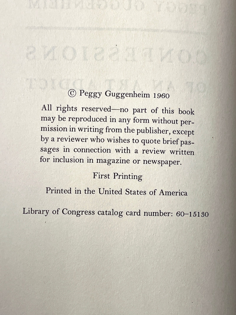 Confessions of an Art Addict, 1st Ed., 1960, HC, VG, w/DJ.