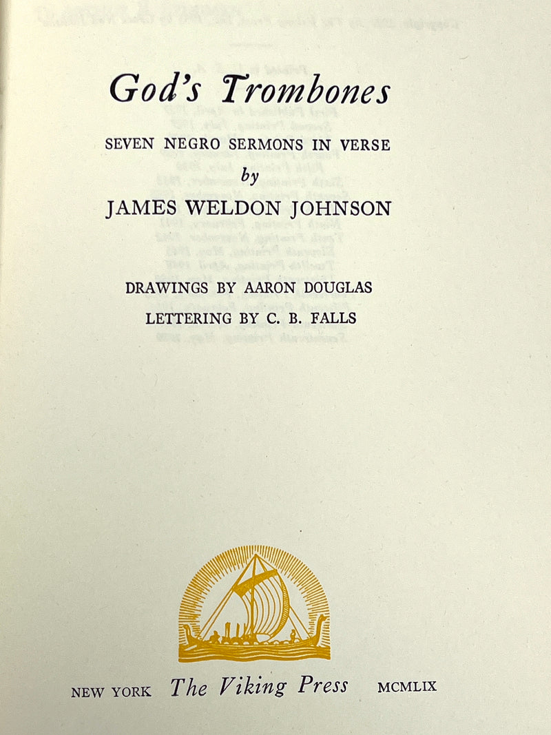 God’s Trombones, James Weldon Johnson, 1927, Near Fine HC, Good DJ