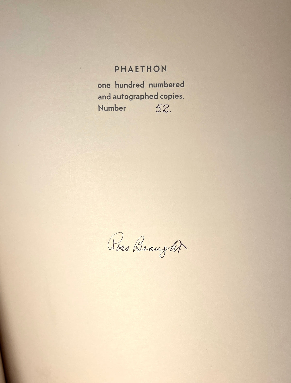 Phaethon, Ovid’s Metamorphosis, illustrated and published by Ross Braught, 1935. SIGNED