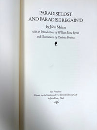 John Milton, Paradise Lost and Paradise Regain'd, Carlotta Petrina, 1936, SIGNED, NF HC w/slipcase.