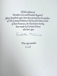 John Milton, Paradise Lost and Paradise Regain'd, Carlotta Petrina, 1936, SIGNED, NF HC w/slipcase.