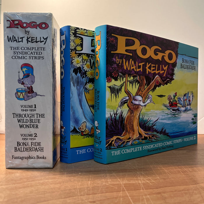 Pogo: The Complete Syndicated Comic Strips Box Set, Volume 1 & 2: Through the Wild Blue Wonder 1949-50 and Bona Fide Balderdash, 1951-52, Fantagraphics, FINE, 4to, HC, Comics