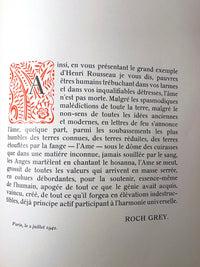 Henri Rousseau, par Roch Grey, Galerie Rene Drouin, 1943. Very Good Rebound Hardcover