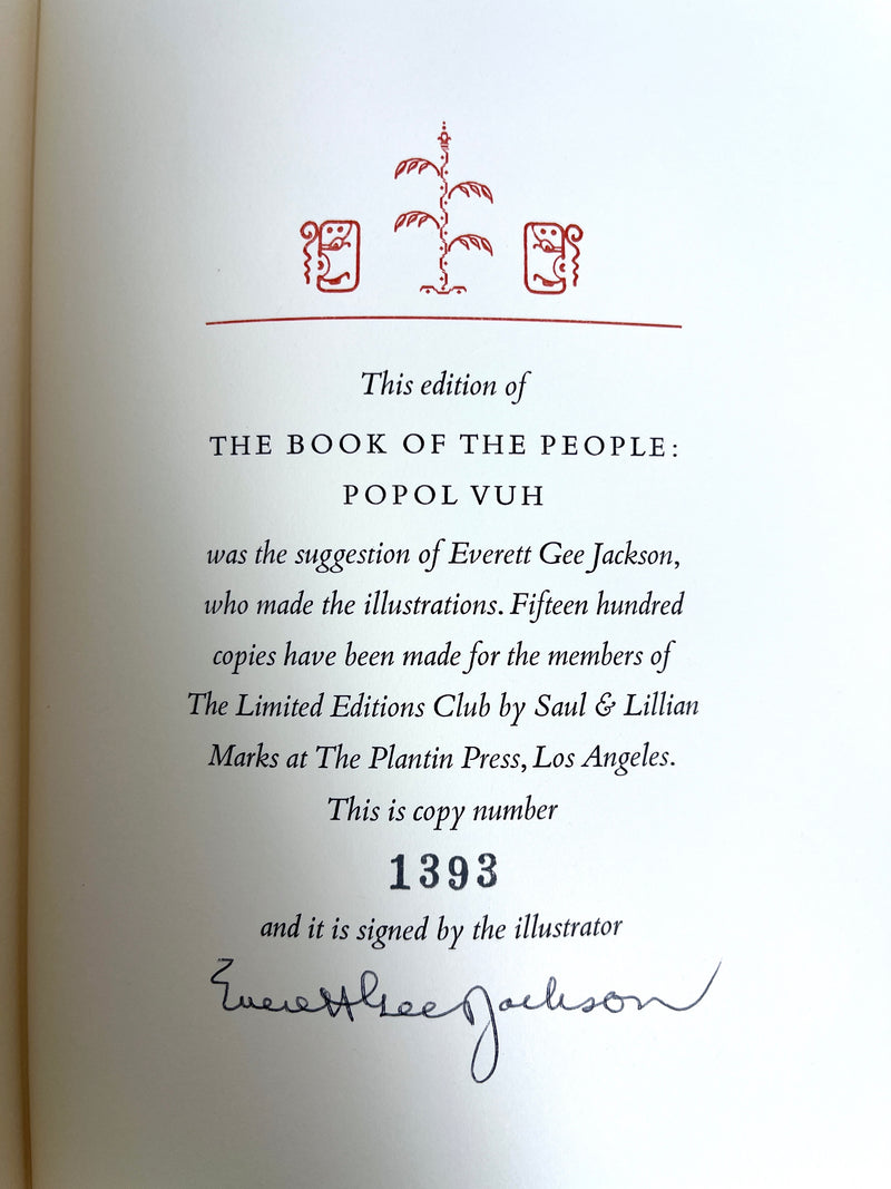 Popol Vuh, The Book of the People, illust Everett Gee Jackson, Limited Editions Club, 1954