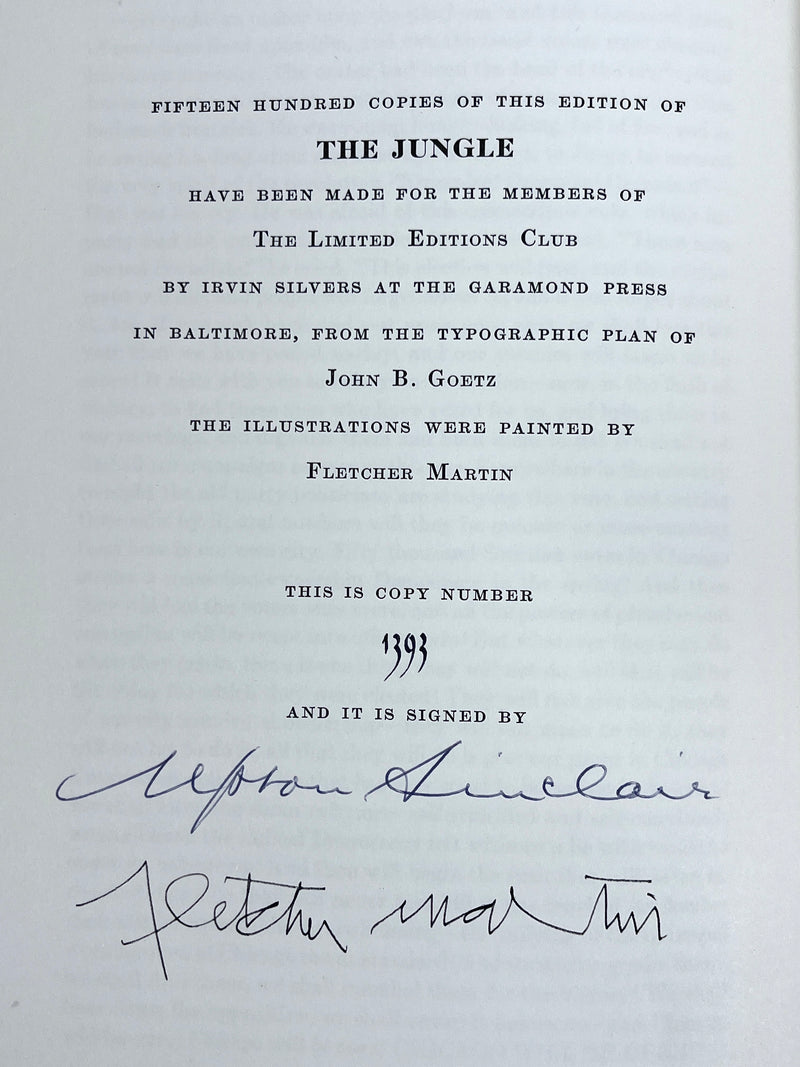 The Jungle, Upton Sinclair, Fletcher Martin, SIGNED, Limited Editions Club
