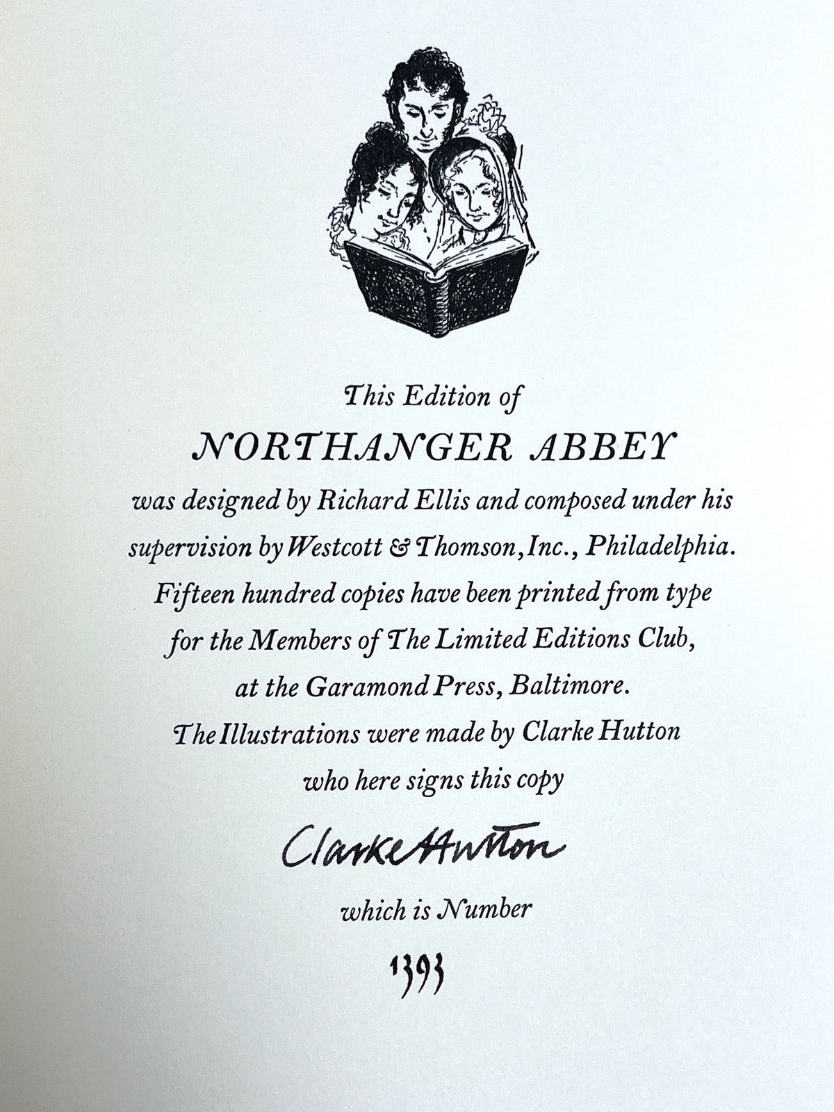 Northanger Abbey, Jane Austen, Clarke Hutton, SIGNED, Limited Editions Club