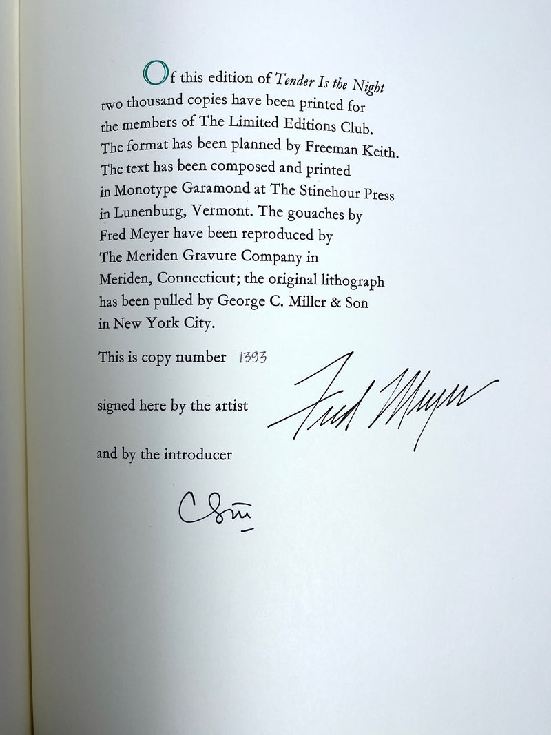 Tender Is the Night, F. Scott Fitzgerald, Fred Meyer, SIGNED, Limited Editions Club