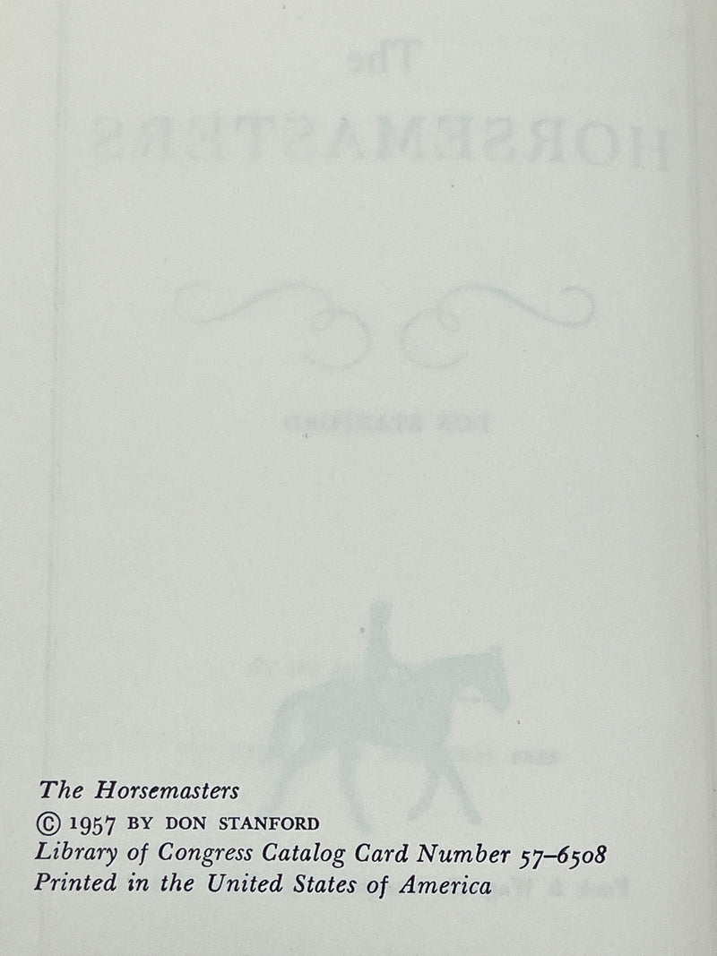 The Horsemasters, Don Stanford, 1957, First Edition, Very Good + HC & DJ