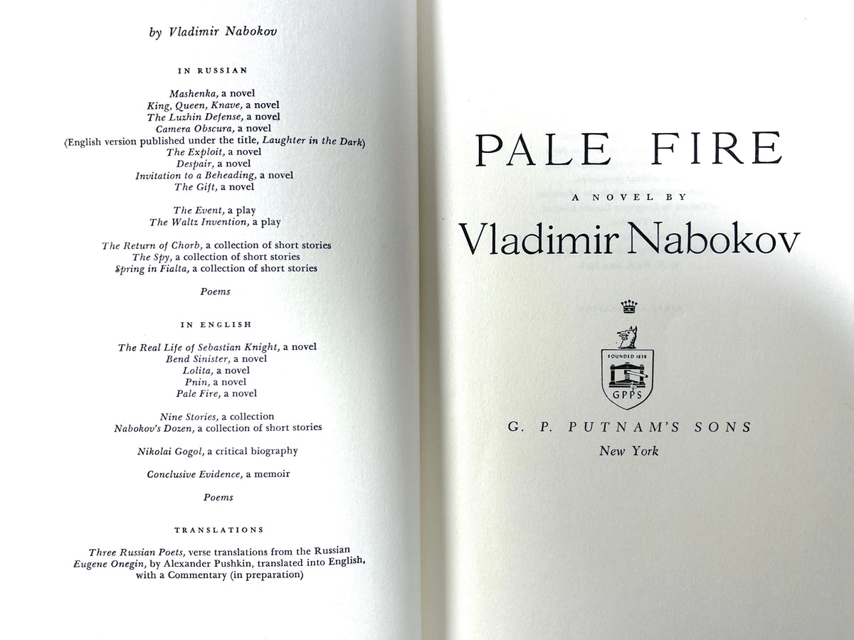 Pale Fire, Vladimir Nabokov, G. P. Putnam's Sons, 1962, Very Good hardcover