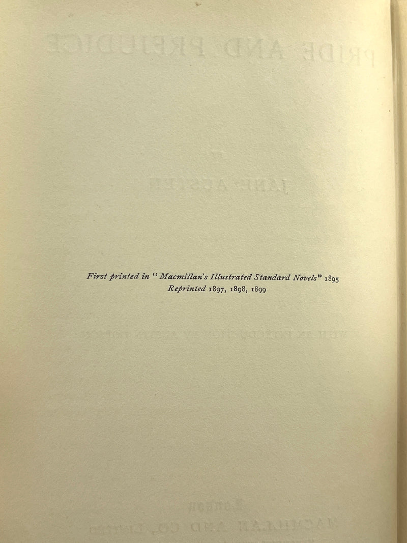 Jane Austen, Pride and Prejudice, Reprint 1st Ed Thus, Macmillan & Co., Scarce, 1899, VG HC