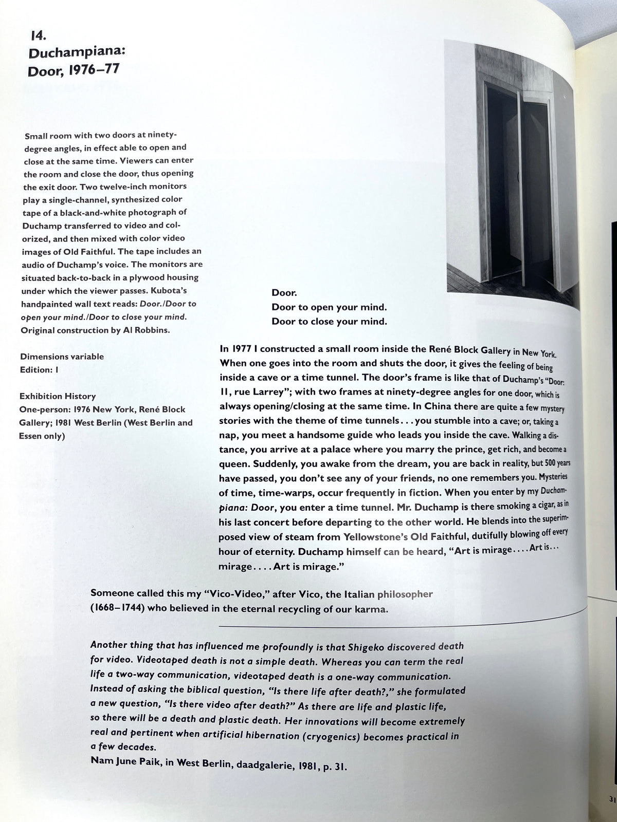 Shigeko Kubota Video Sculpture, American Museum of the Moving Image, 1991, VG SC