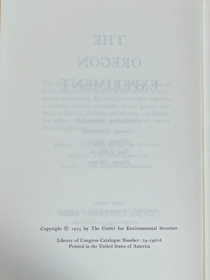 The Oregon Experiment, Oxford University Press, Volume 3, 1975, Very Good hardcover w/DJ