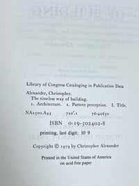 The Timeless Way of Building, Oxford University Press, Vol 1, 1st Edition, 1979, NF HC w/DJ