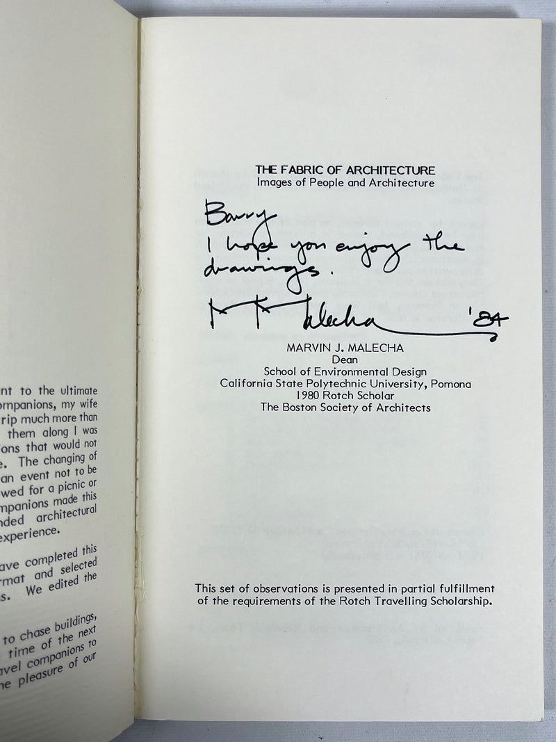 The Fabric of Architecture: Images of People and Architecture, 1982, SIGNED, VG softcover