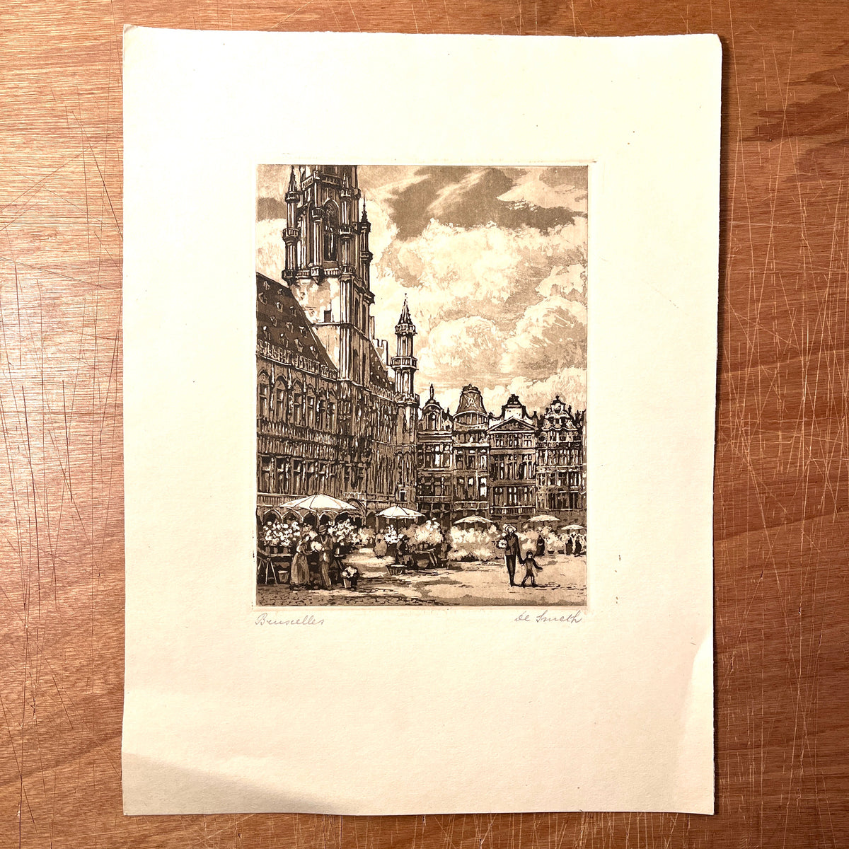 "Bruxelles" (Original Etching), Henri De Smeth, SIGNED, c. 1900, Very Good