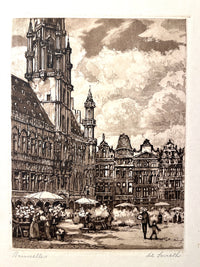 "Bruxelles" (Original Etching), Henri De Smeth, SIGNED, c. 1900, Very Good