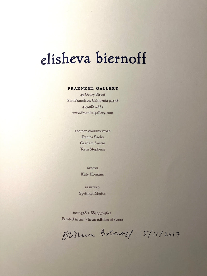 Elisheva Biernoff, Fraenkel Gallery, SIGNED, 2017, Very Good softcover.