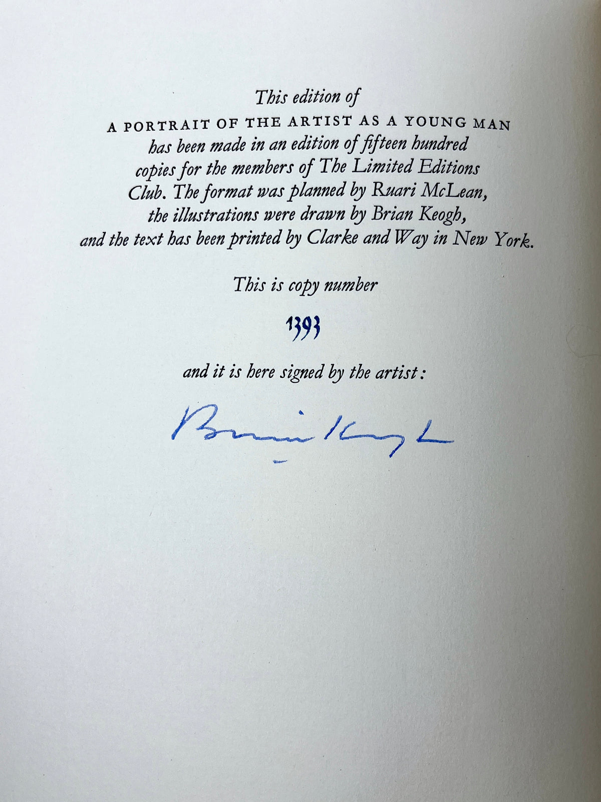 A Portrait of the Artist as a Young Man, James Joyce, Brian Keogh, Limited Editions Club