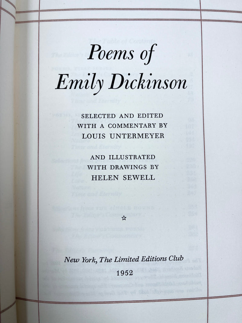 Poems of Emily Dickinson, Louis Untermeyer, Hellen Sewell, SIGNED Limited Editions Club, 1952