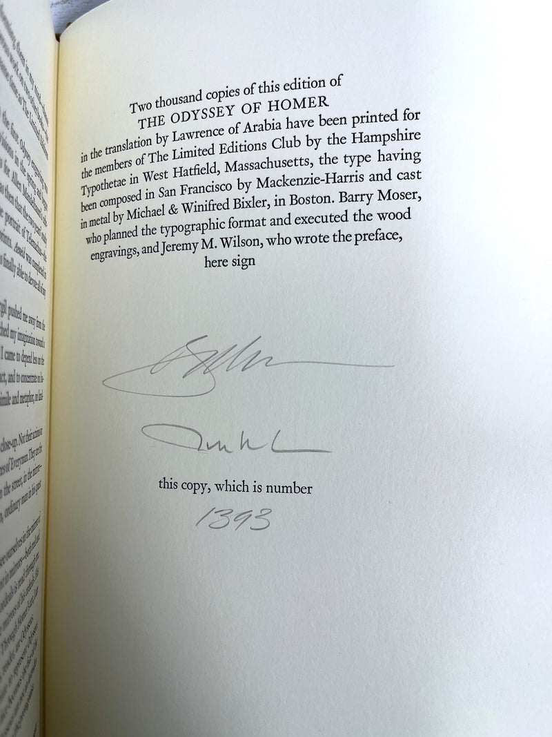 The Odyssey of Homer, T.E. Lawrence, Barry Moser, Limited Editions Club, SIGNED