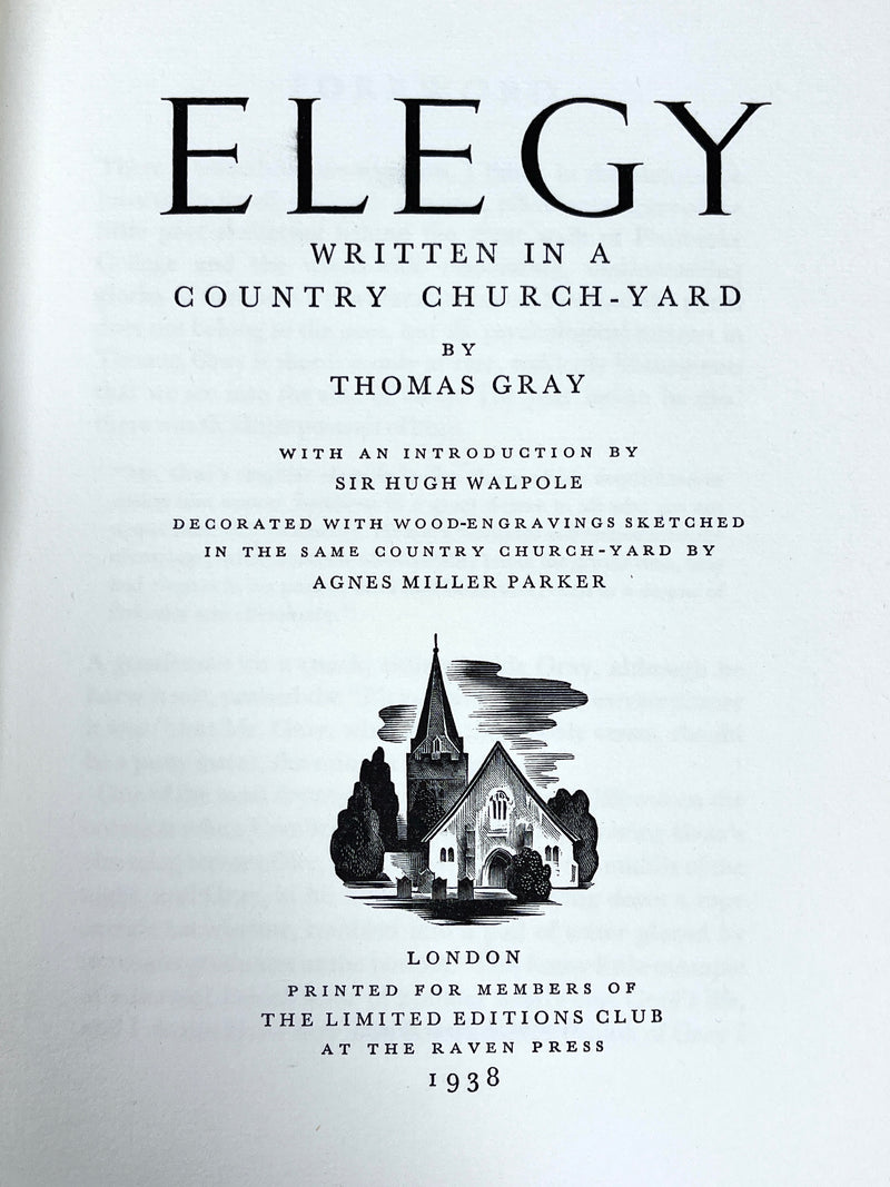 Elegy Written in a Country Church-Yard, Thomas Grey, Agnes Miller Parker, Limited Editions Club