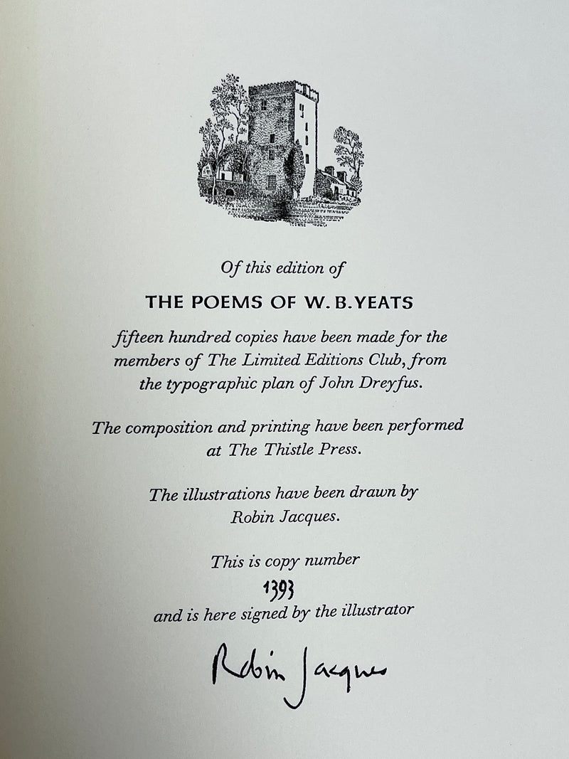 The Poems of W.B. Yeats, William York Tindall, Robin Jacques, Limited Editions Club, 1970
