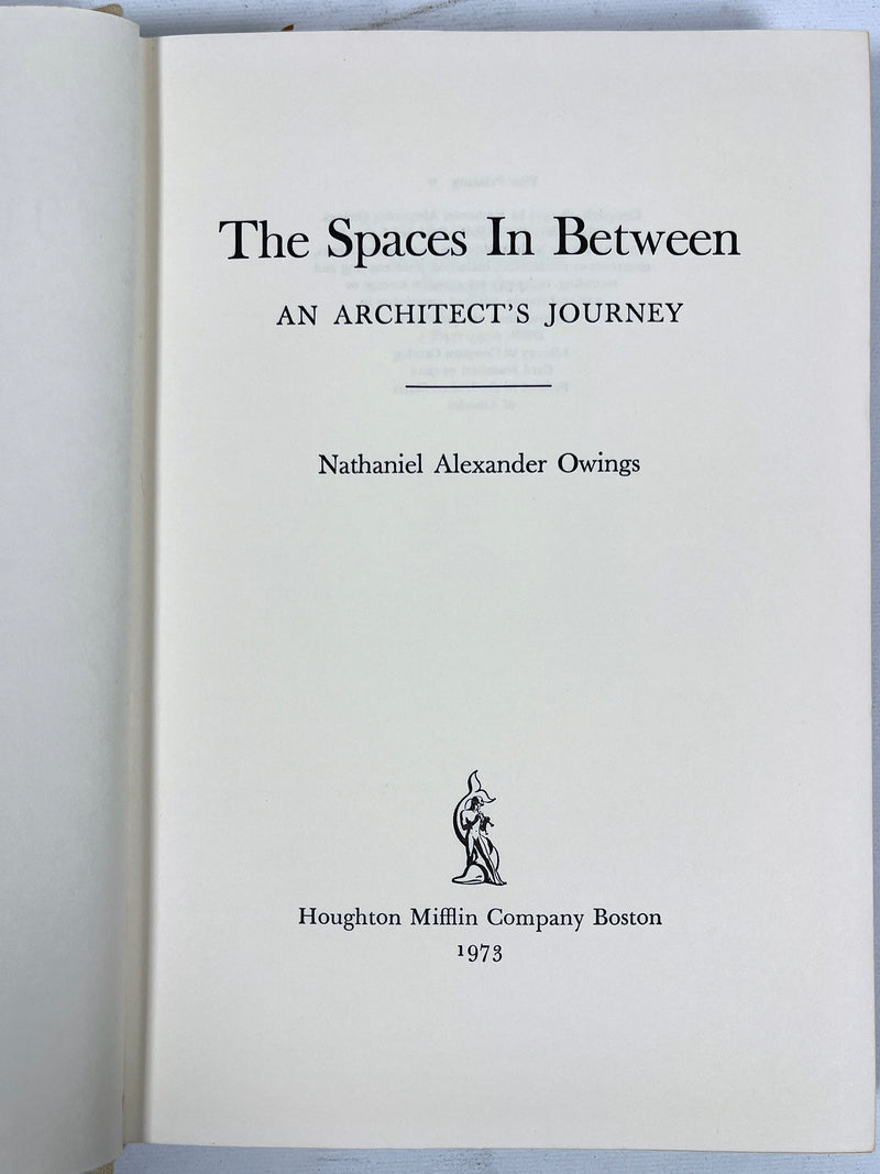 The Spaces in Between, Nathaniel Alexander Owings, 1973, VG+ HC & VG DJ