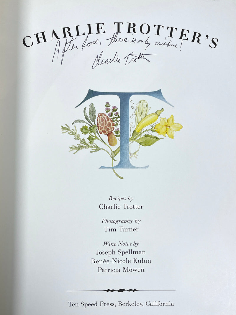 Charlie Trotter's, Scott Trotter, 1994, SIGNED, Near Fine hardcover & dust jacket