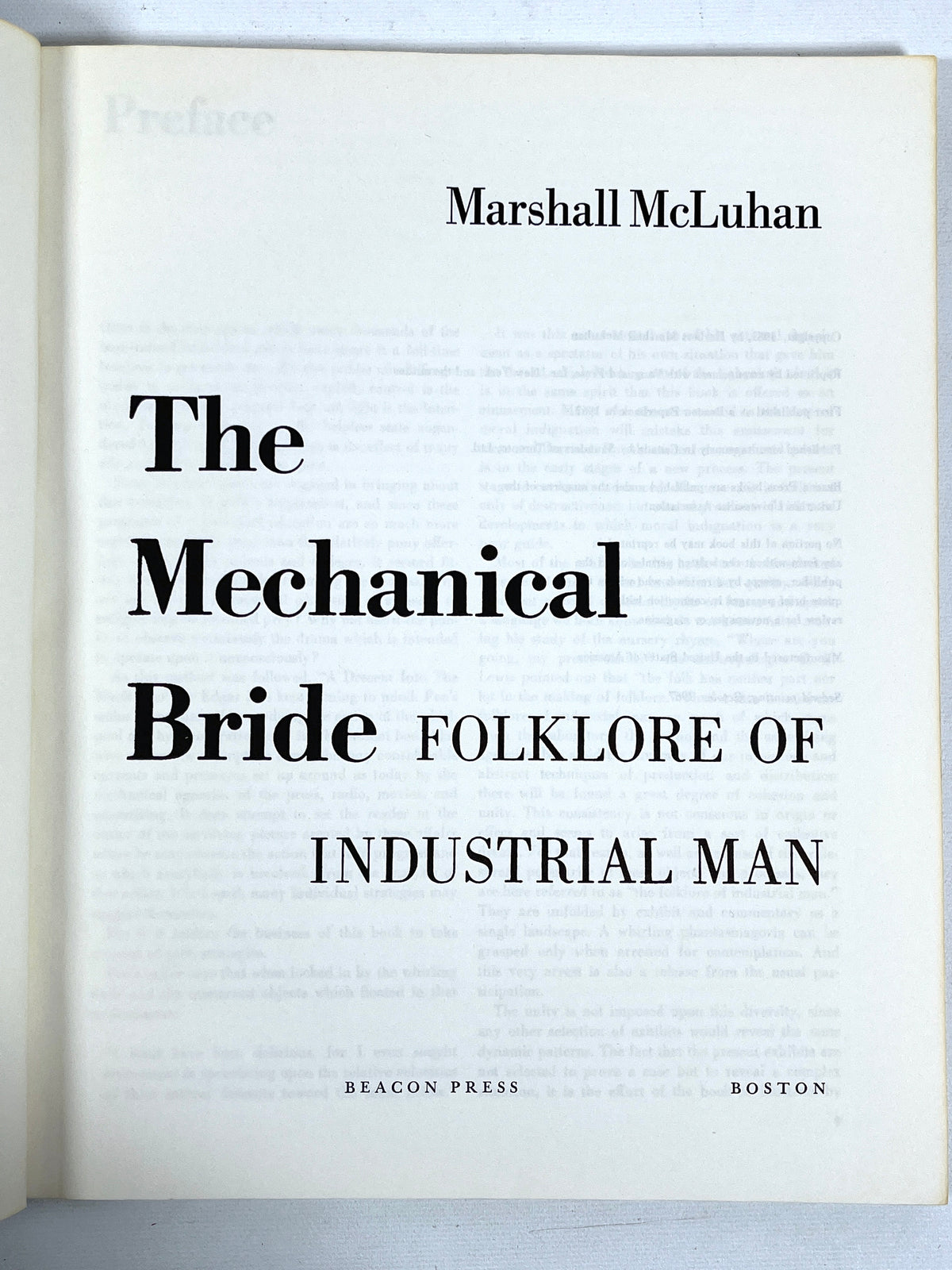The Mechanical Bride: Folklore of Industrial Man, Marshall McLuhan, 1967 reprint