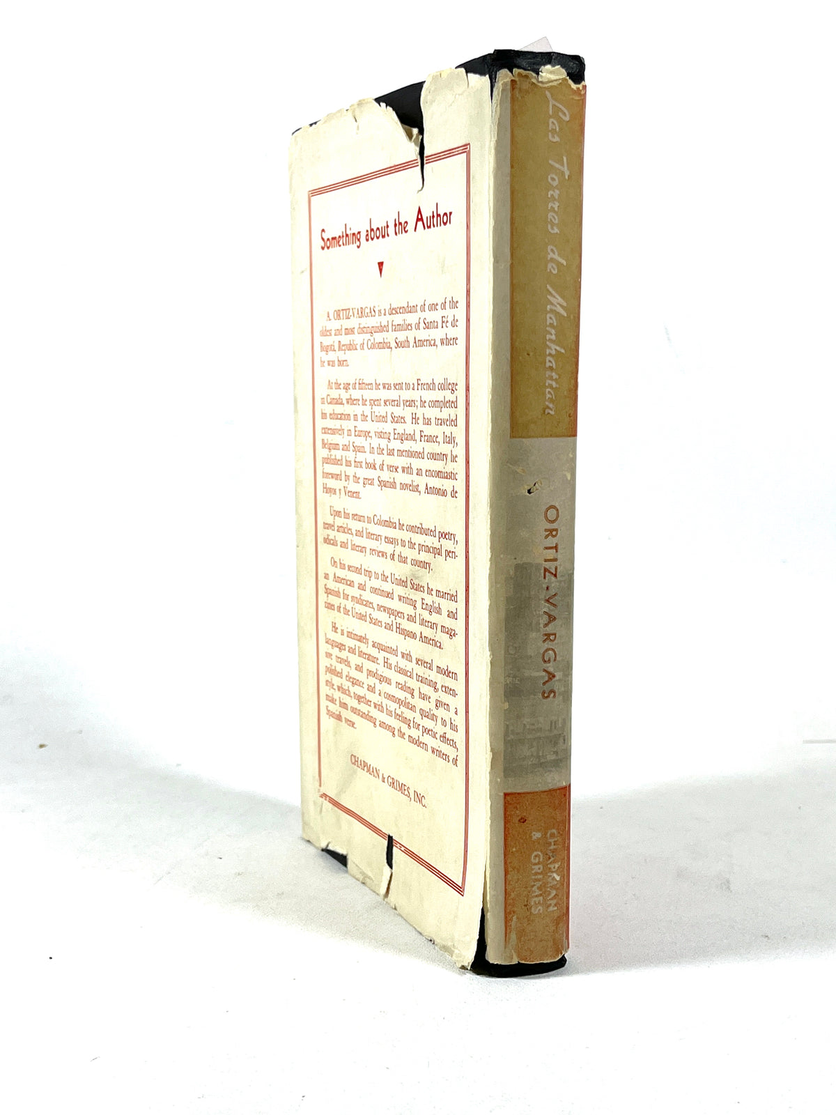 A. Ortiz-Vargas, Las Torres de Manhattan, 1st Ed, 1939, SIGNED, Very Good hardcover w/DJ