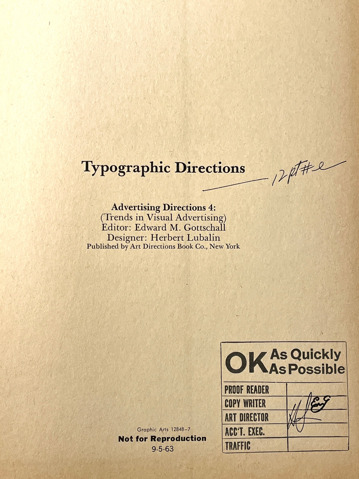 Typographic Directions: Advertising Directions 4: Trends in Visual Ad...1964, NF w/VG DJ