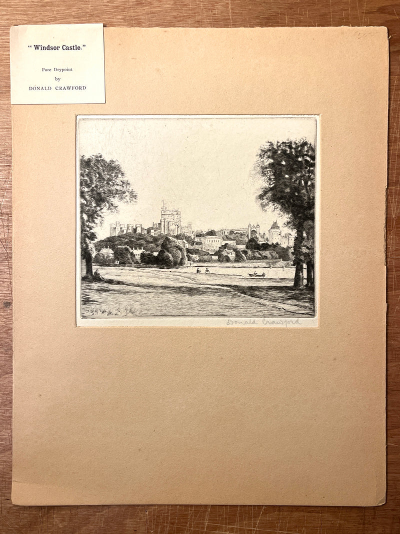 "'Windsor Castle.' Pure Drypoint" (Original Print), Donald Crawford, SIGNED, VG