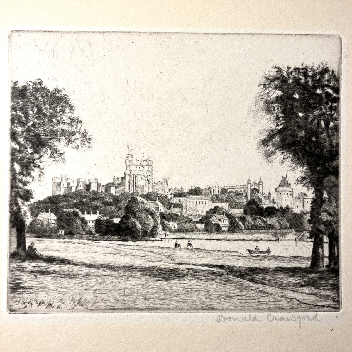 "'Windsor Castle.' Pure Drypoint" (Original Print), Donald Crawford, SIGNED, VG