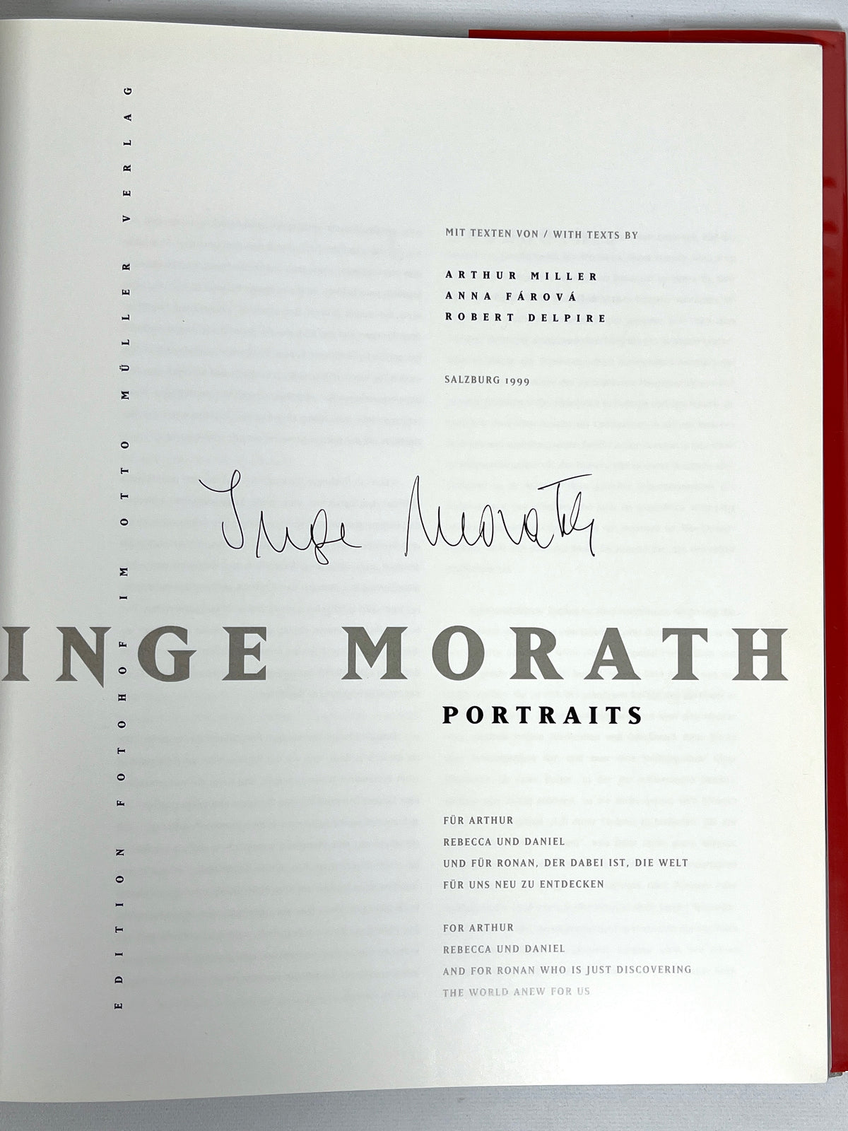 Inge Morath: Portraits, Otto Müller Verlag Salzburg, Signed, 1999, Very Good hardcover w/dust jacket.