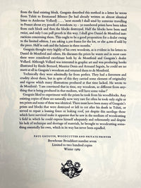 Paul Gauguin: Woodcutter and Private Printer, Brewhouse Broadsheet number 7, Limited Copies, 1969, Near Fine softcover.