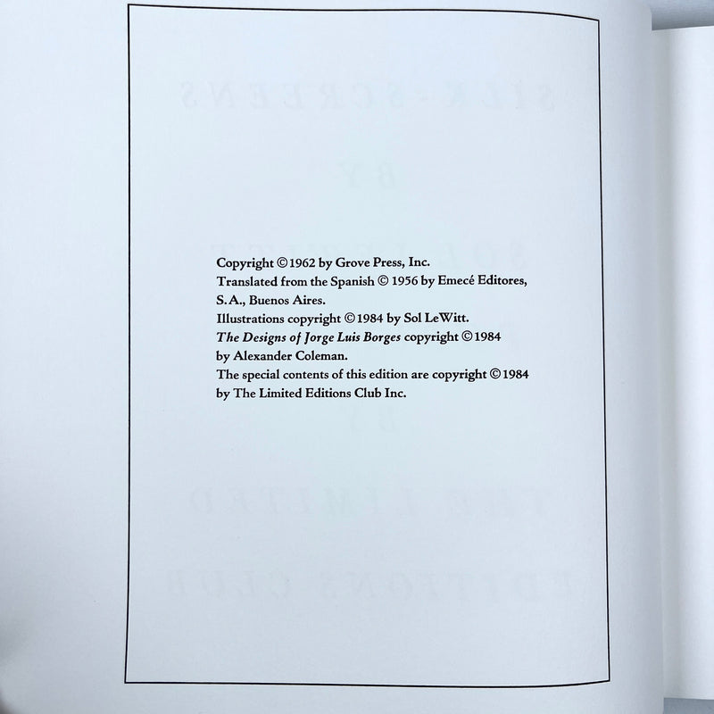 Jorge Luis Borges, Ficciones, Limited Editions Club, 1984 illust. Sol Lewitt, SIGNED, Fine