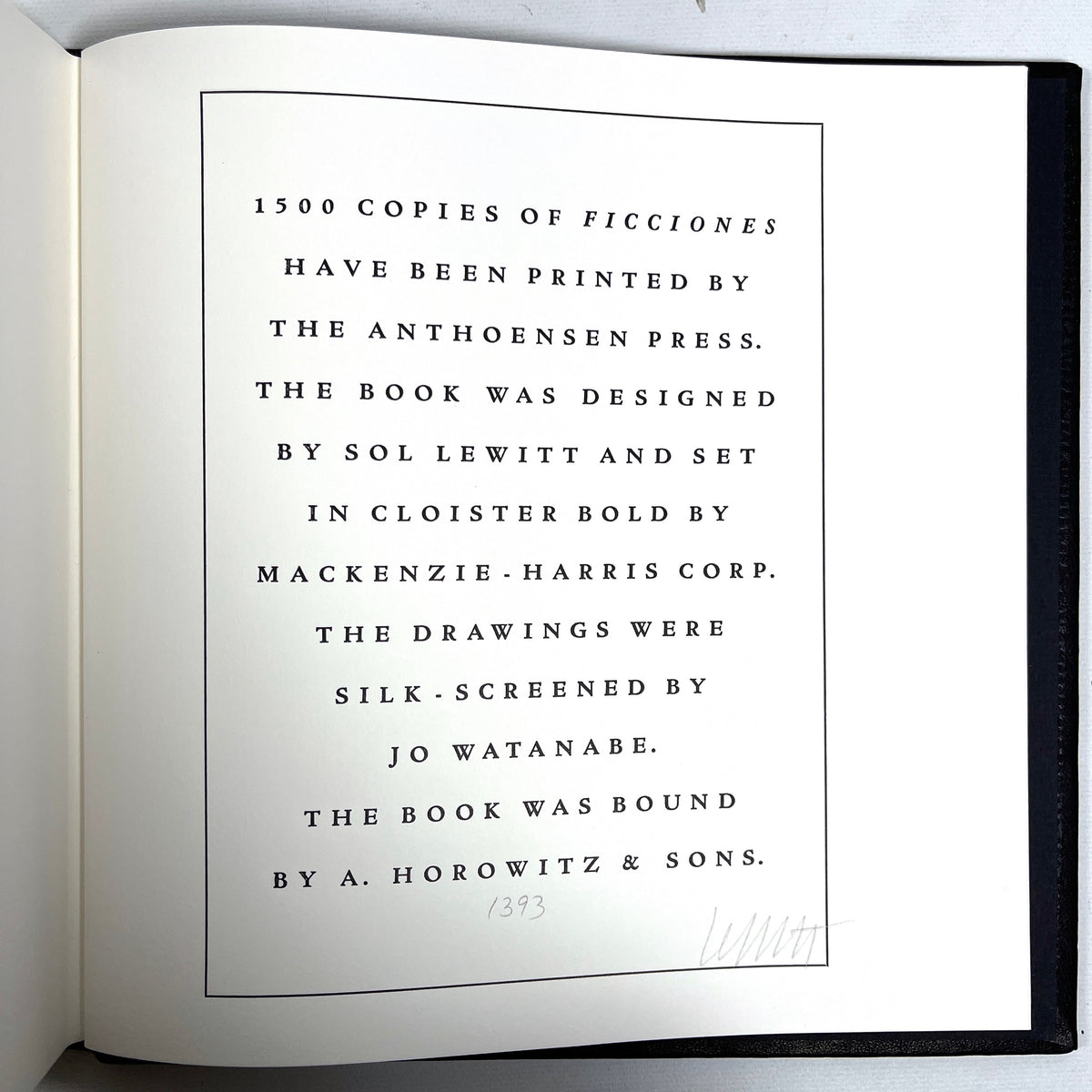 Jorge Luis Borges, Ficciones, Limited Editions Club, 1984 illust. Sol Lewitt, SIGNED, Fine