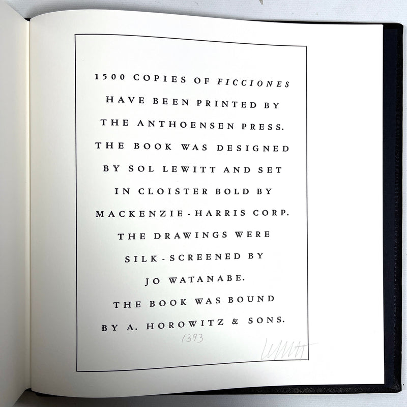 Jorge Luis Borges, Ficciones, Limited Editions Club, 1984 illust. Sol Lewitt, SIGNED, Fine