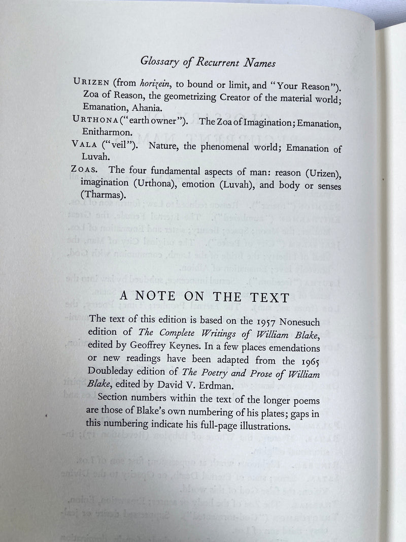 The Poems of William Blake, Limited Editions Club, 1973, #1393/1500, Fine