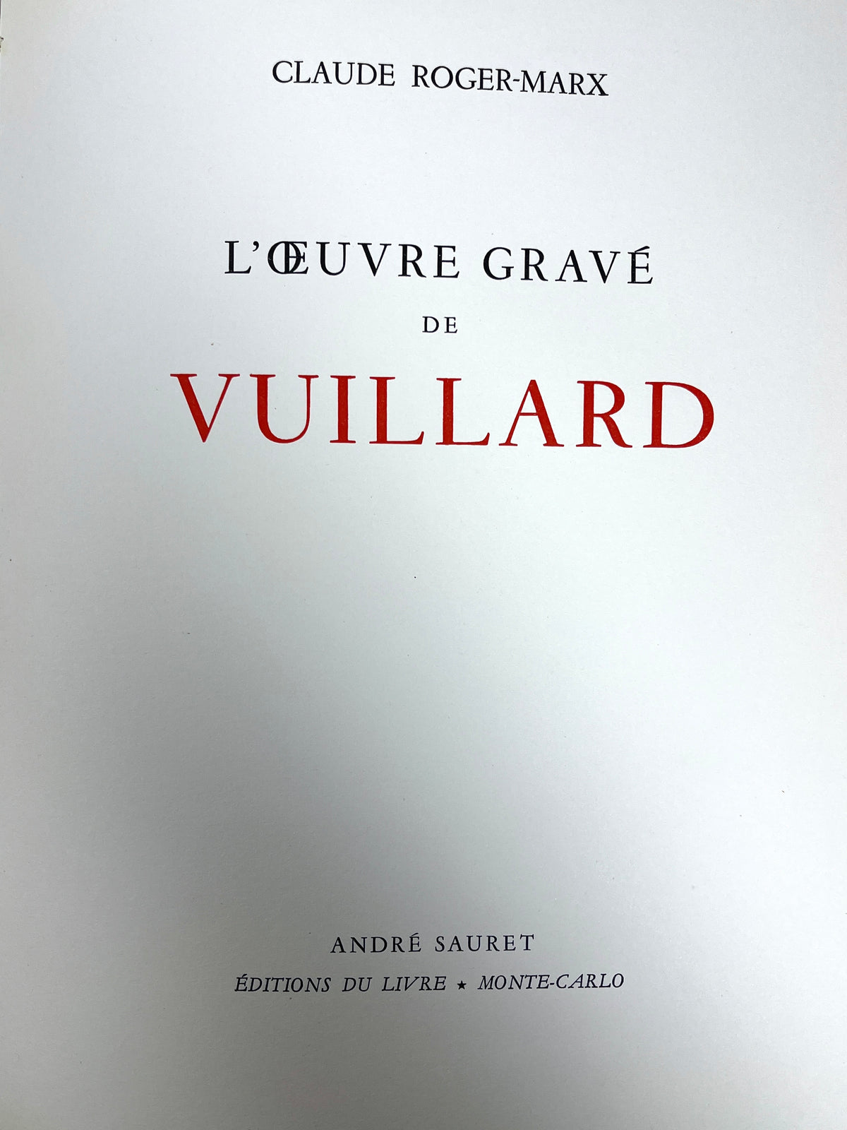 Claude Roger-Marx, L'oeuvre Gravé de Vuillard, Limited Printing, 1948, VG SC w/slipcase